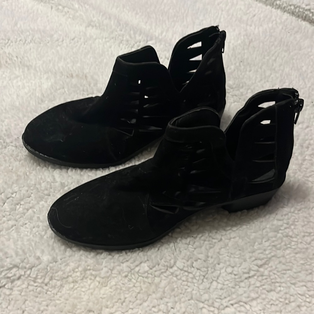 Black booties with cutouts